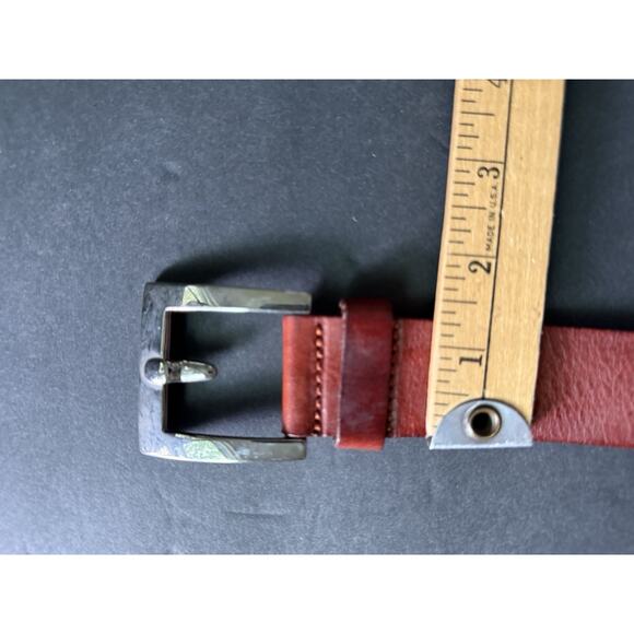 Soho Design Group Leather Belt Brown Size L Made In Italy Silver Buckle Career - Picture 9 of 9